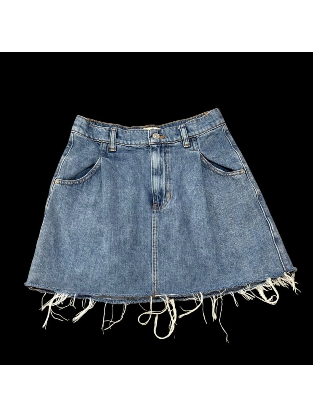 We The Free Denim Mini Skirt With Frayed Hem Size 26 100% Cotton